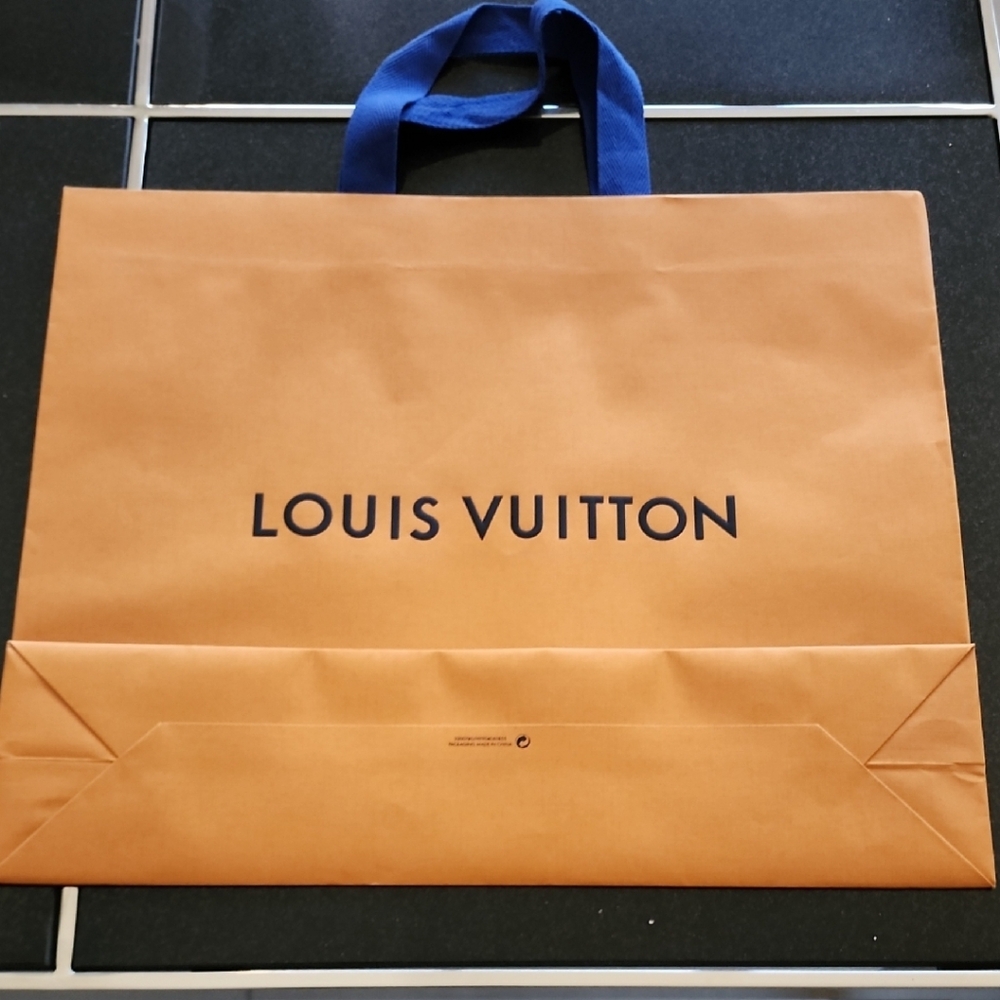 Louis Vuitton Brown Bag with Blue Handles LV bag In great condition.